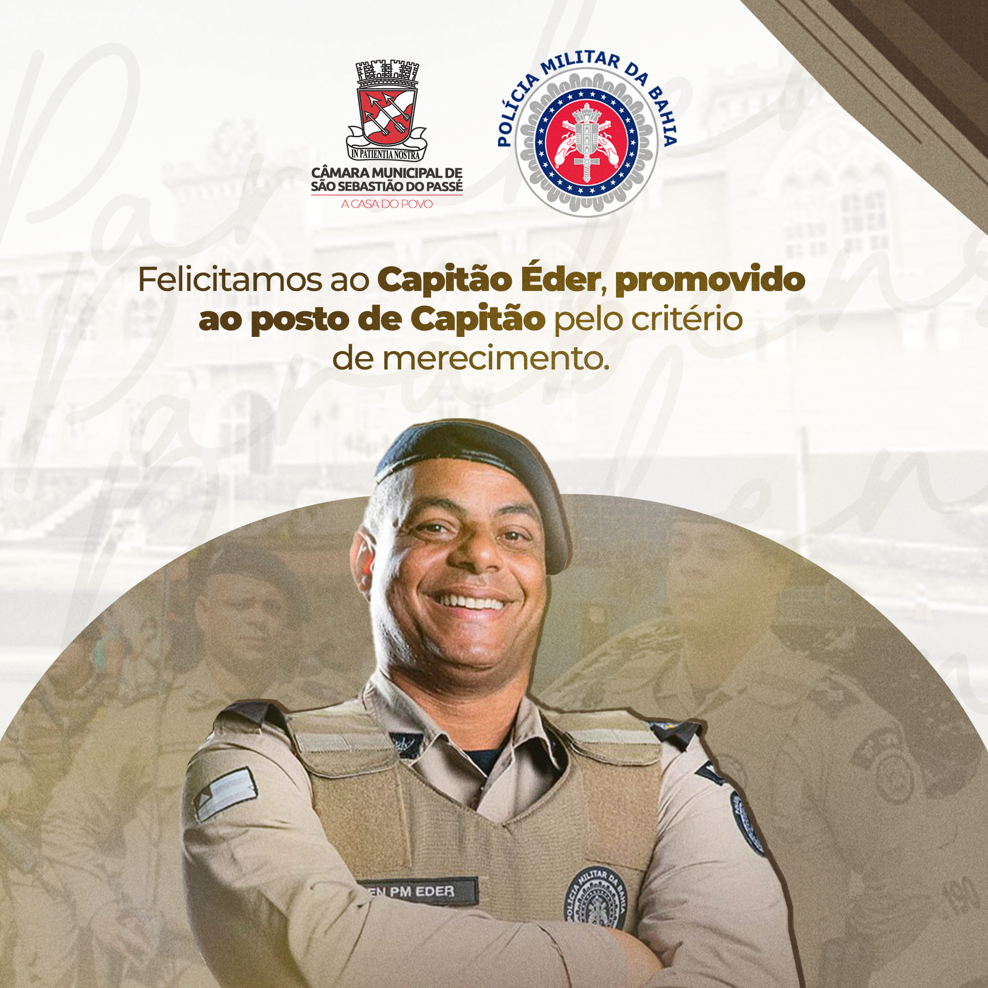 Câmara Municipal Felicita Capitão Éder por Promoção Merecida