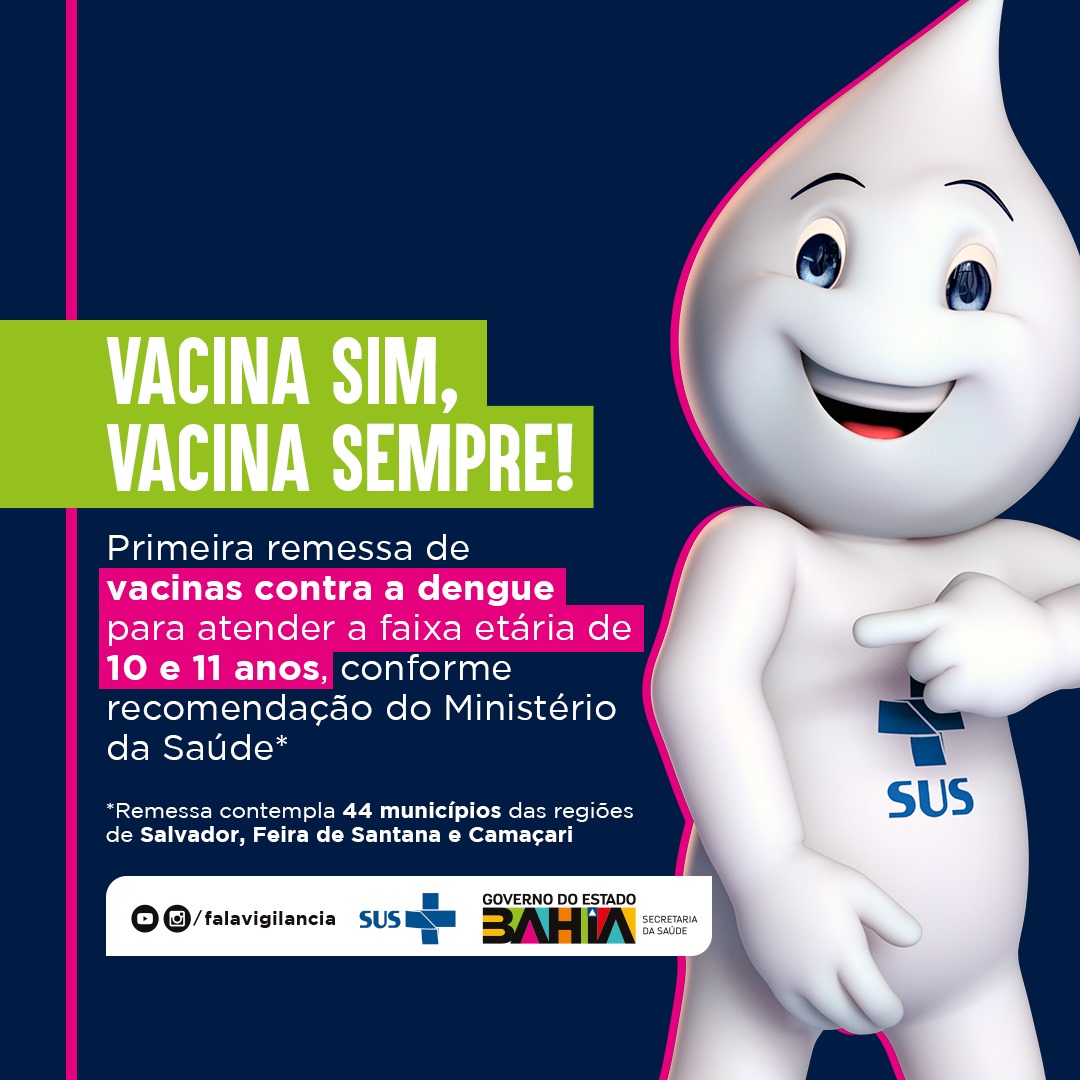 São Sebastião do Passé receberá as primeiras doses da vacina contra dengue